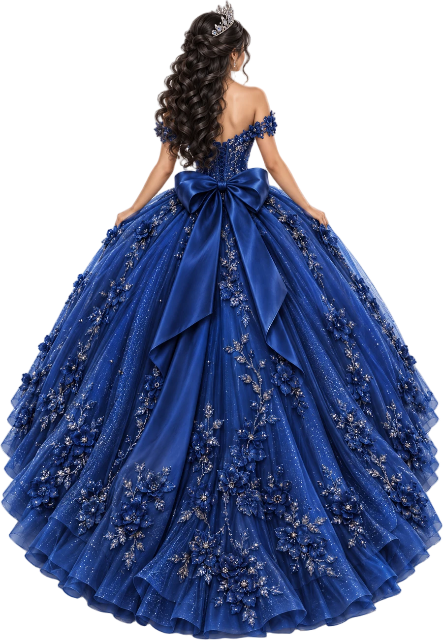 Illustration of the quinceañera in her gown
