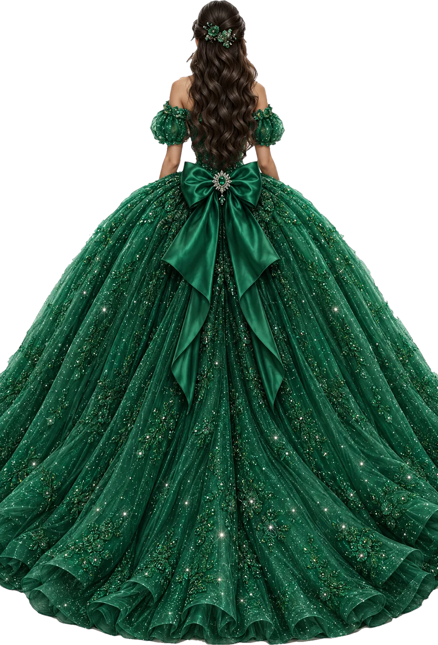 Ilustración de la quinceañera con su vestido de gala